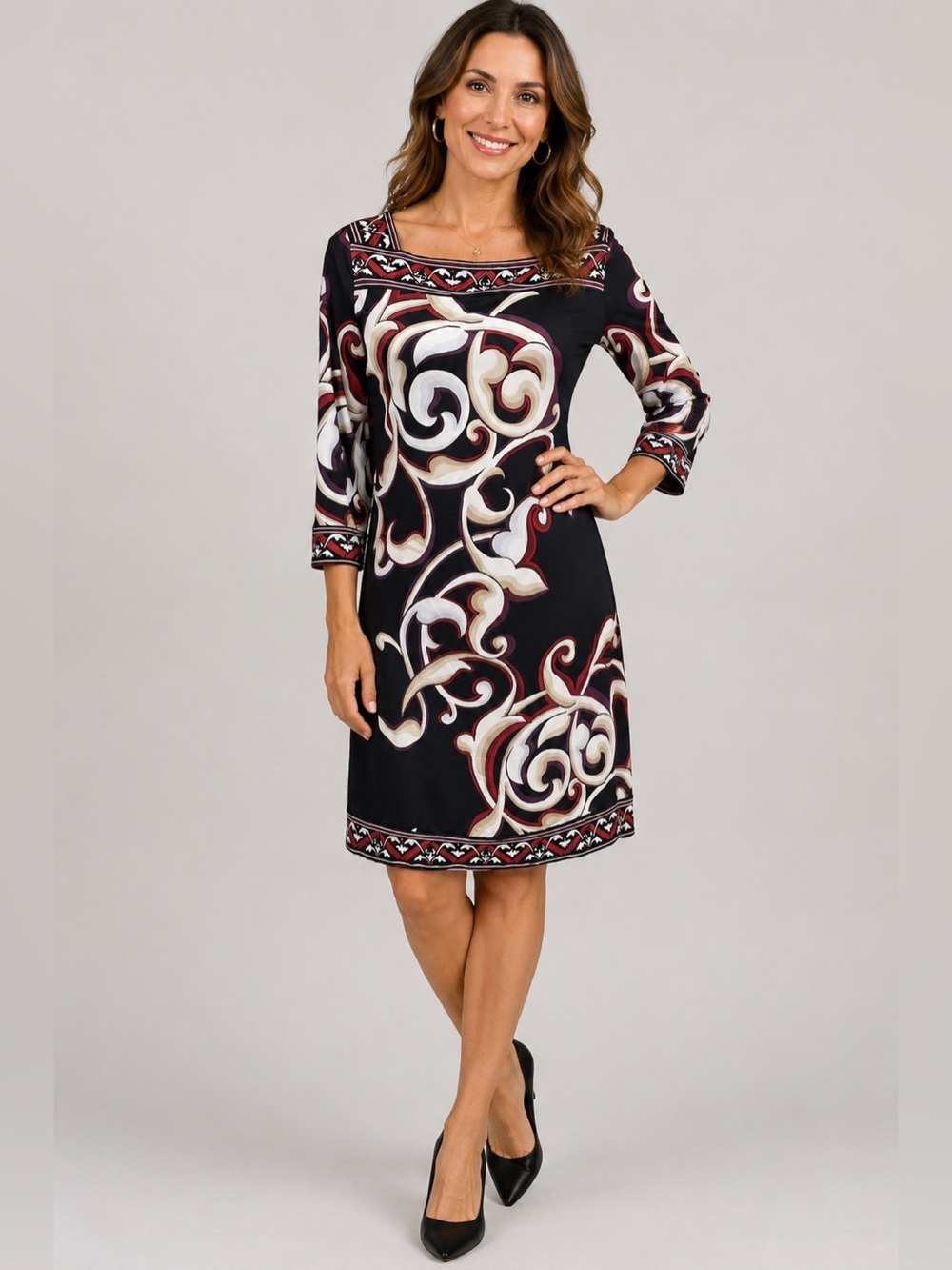 WHBM Square Neck Mulitcolor Dress Size Medium